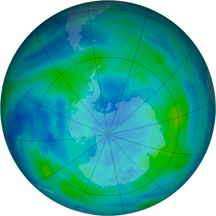 Antarctic ozone map for 11 April 2000